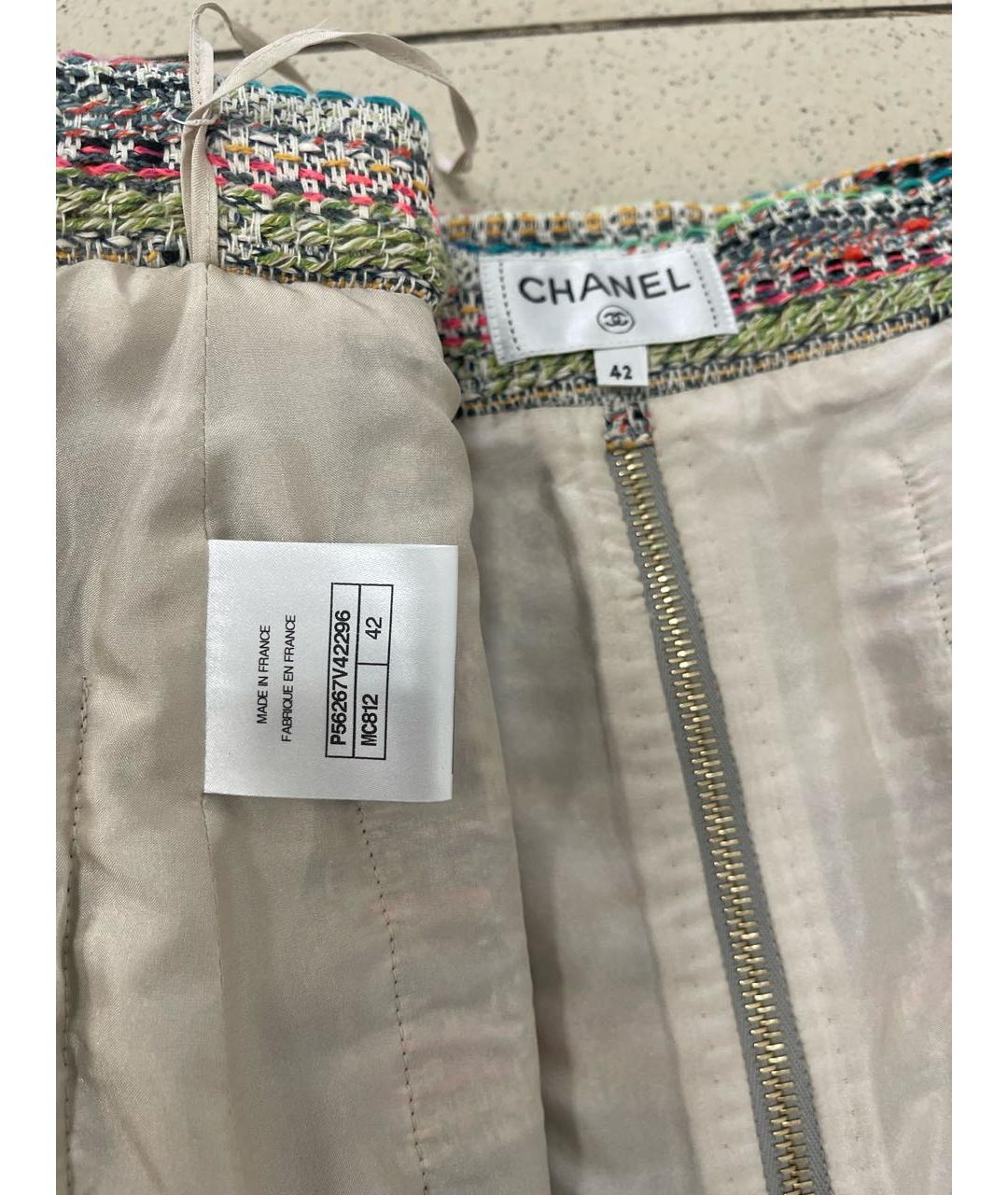 CHANEL Мульти шелковая юбка миди, фото 4