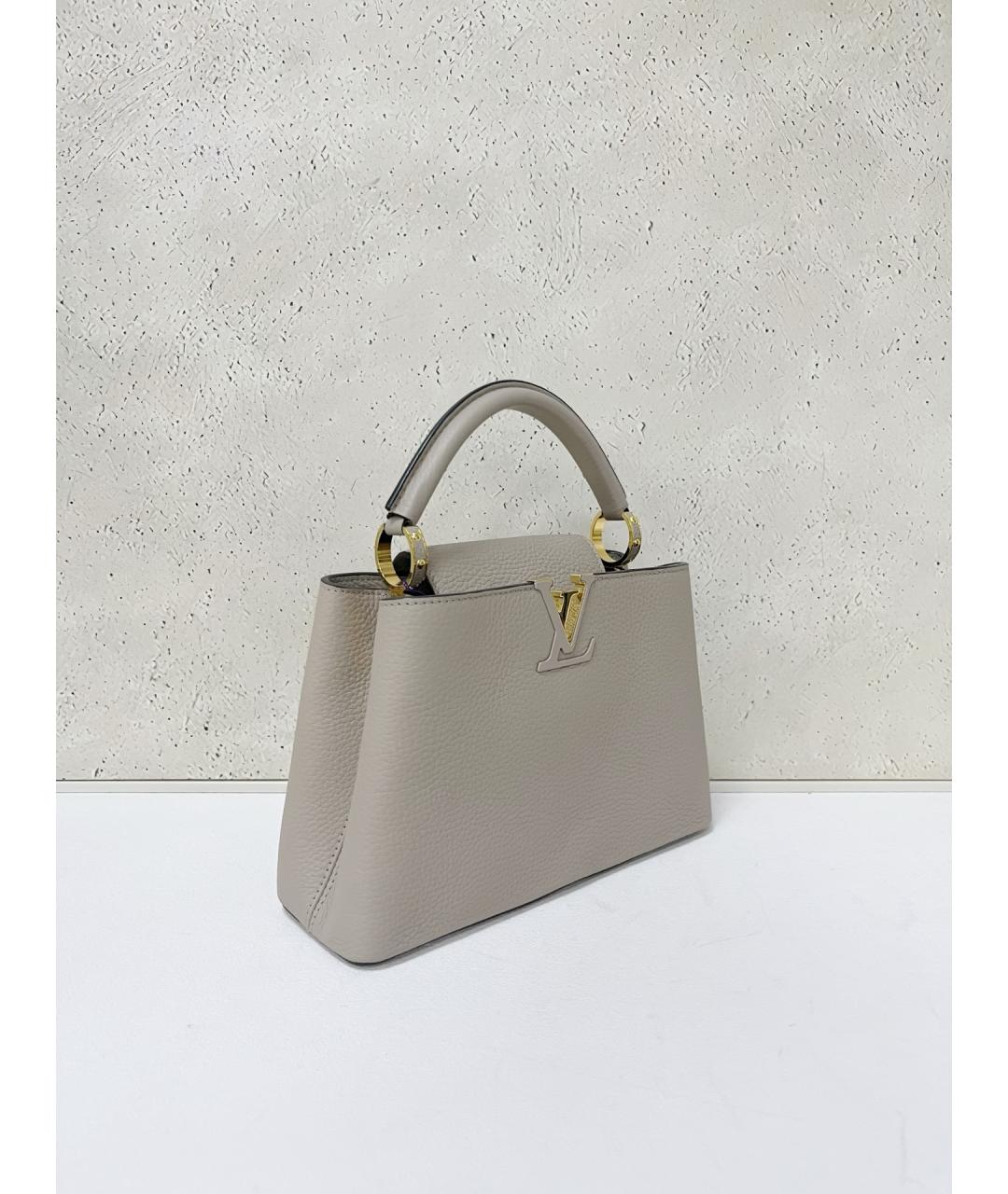 LOUIS VUITTON Серая кожаная сумка тоут, фото 3