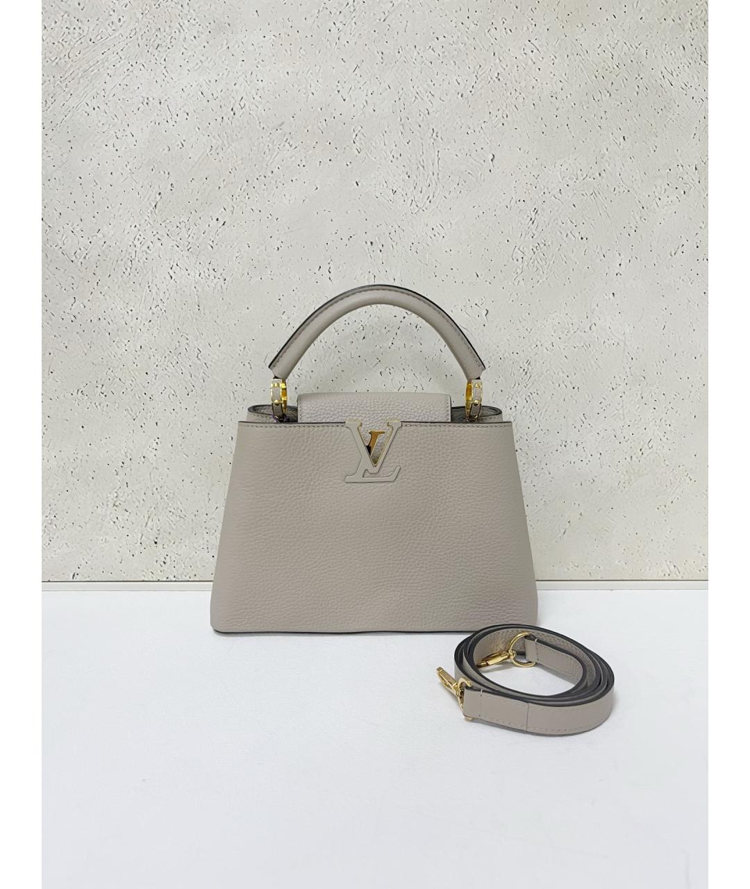 LOUIS VUITTON Серая кожаная сумка тоут, фото 7