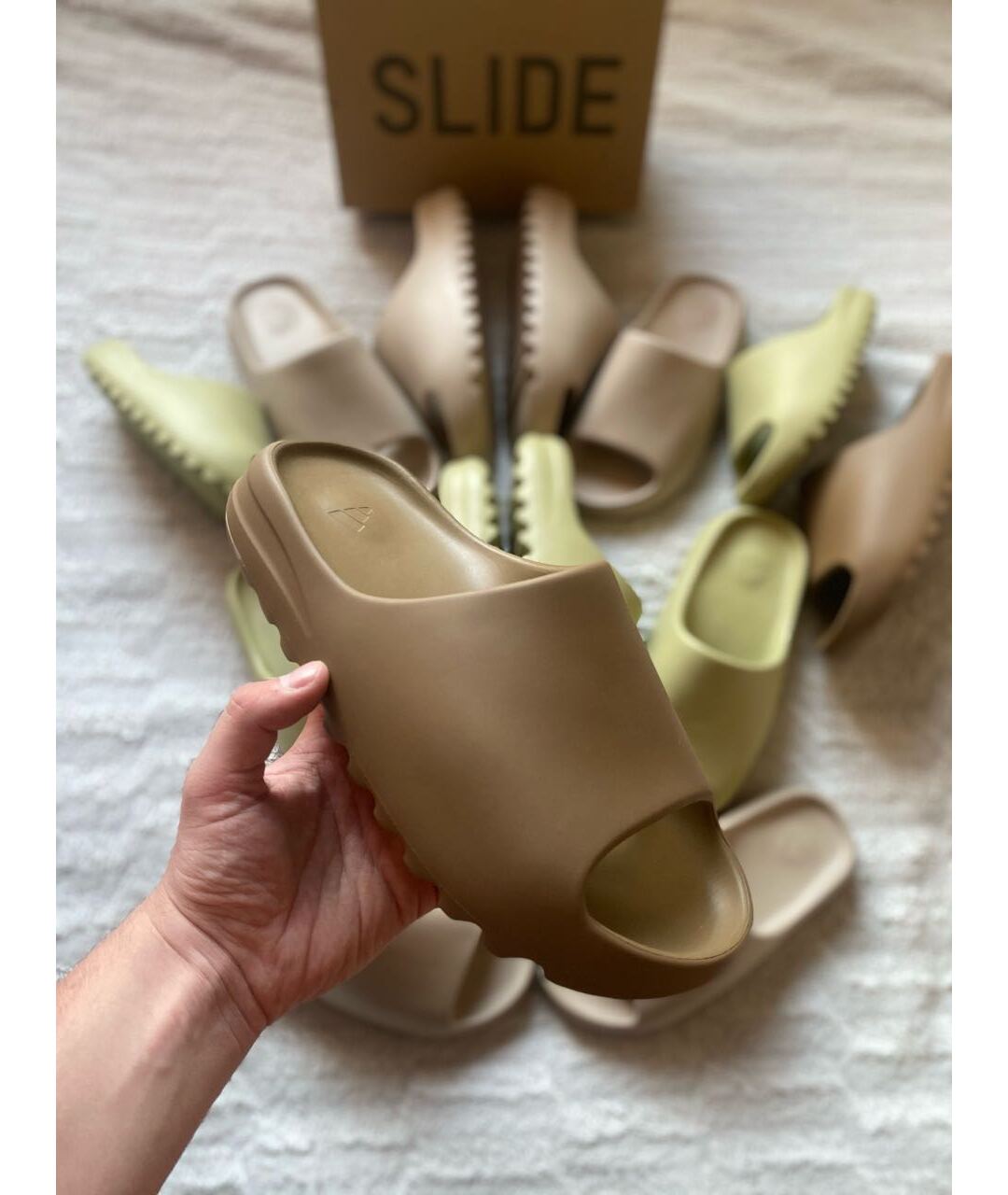 ADIDAS YEEZY Коричневые резиновые шлепанцы, фото 5