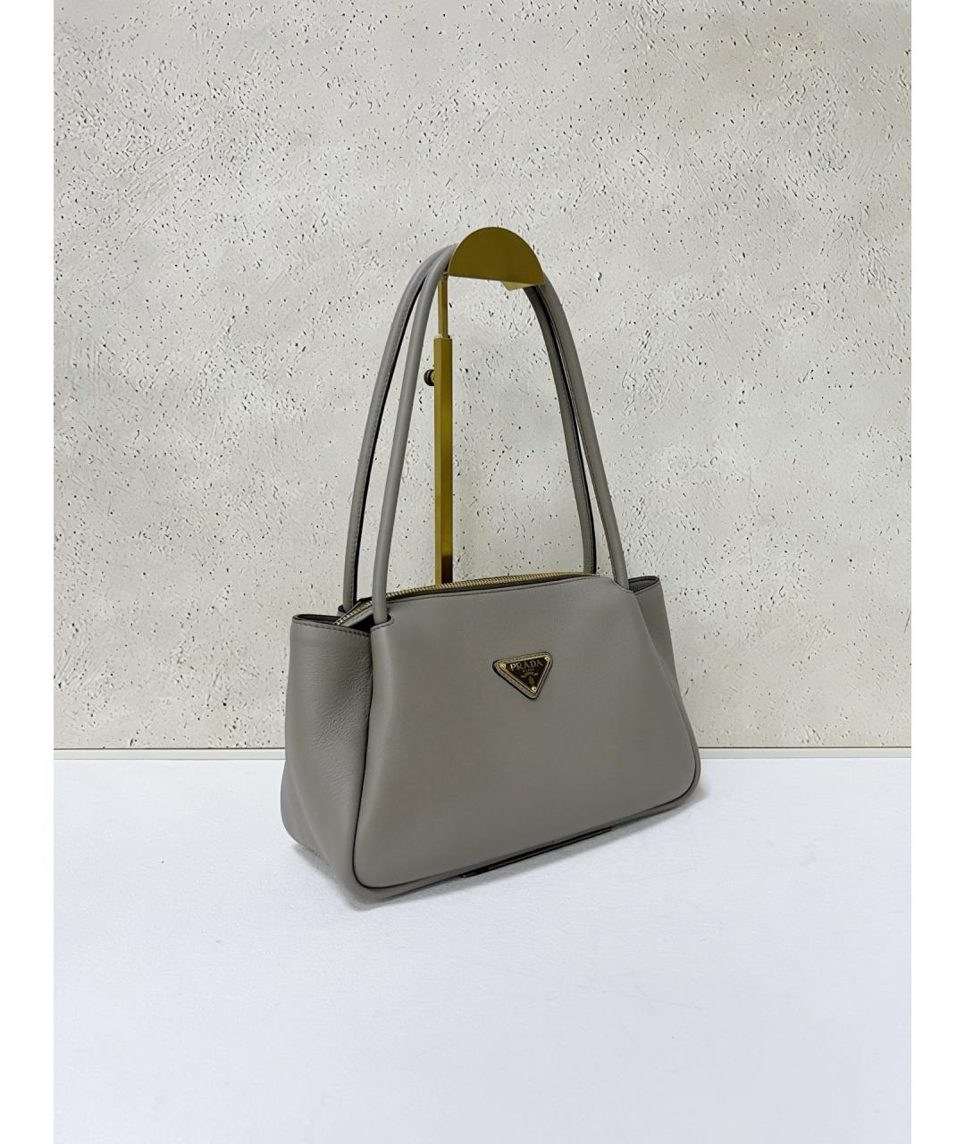 PRADA Серая кожаная сумка тоут, фото 3