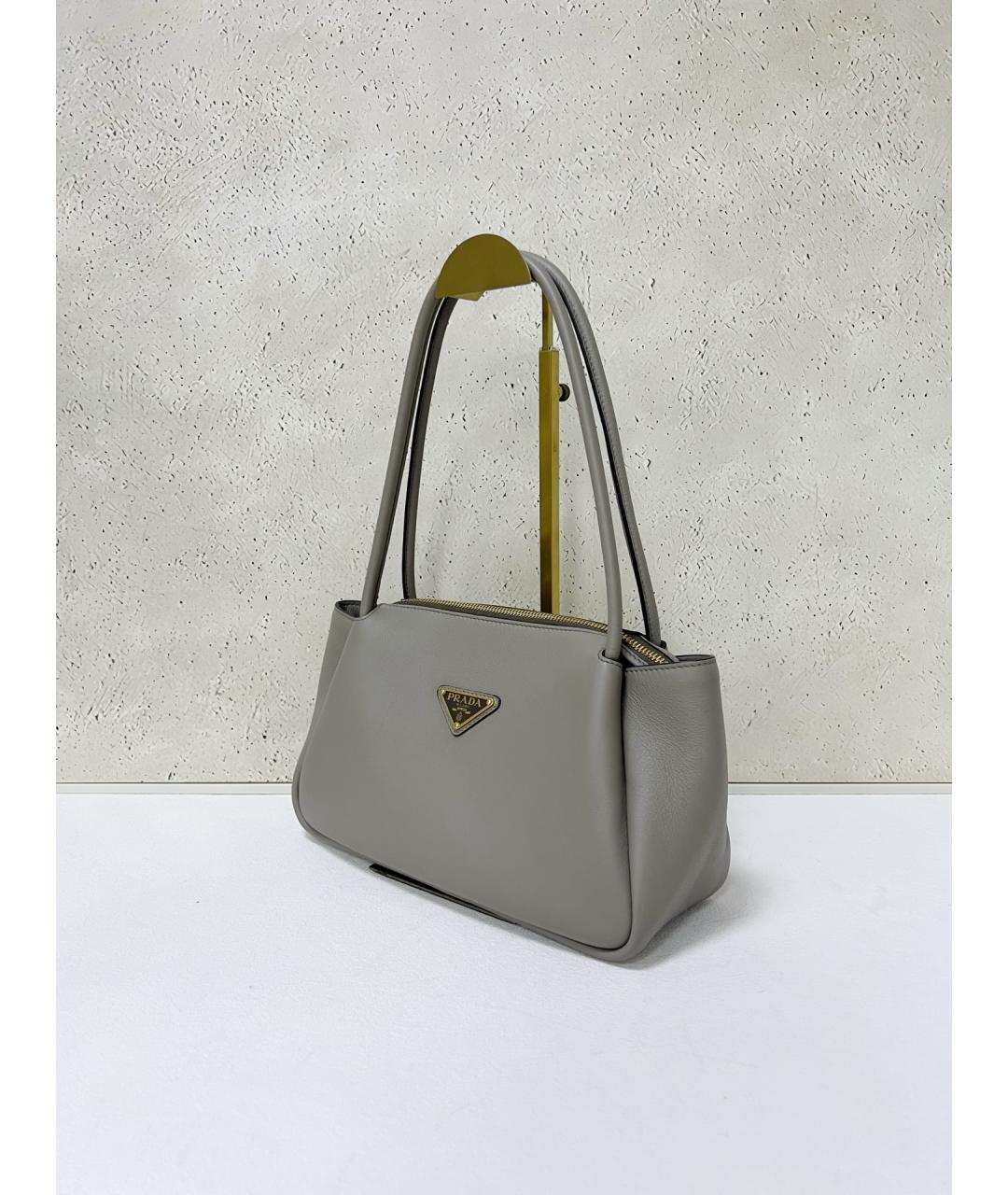PRADA Серая кожаная сумка тоут, фото 4