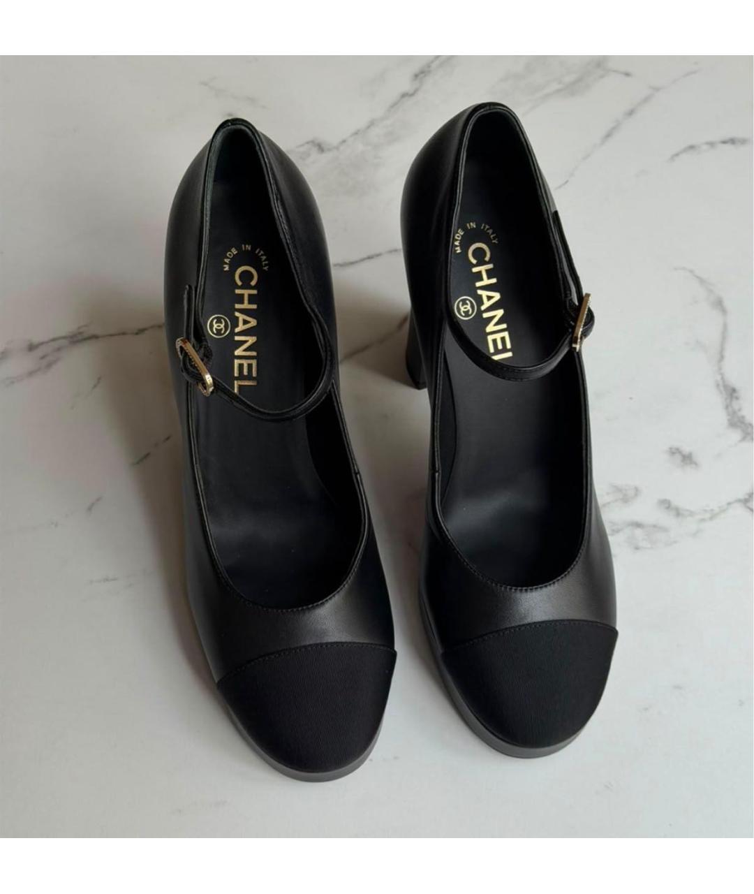 CHANEL Черные кожаные туфли, фото 4