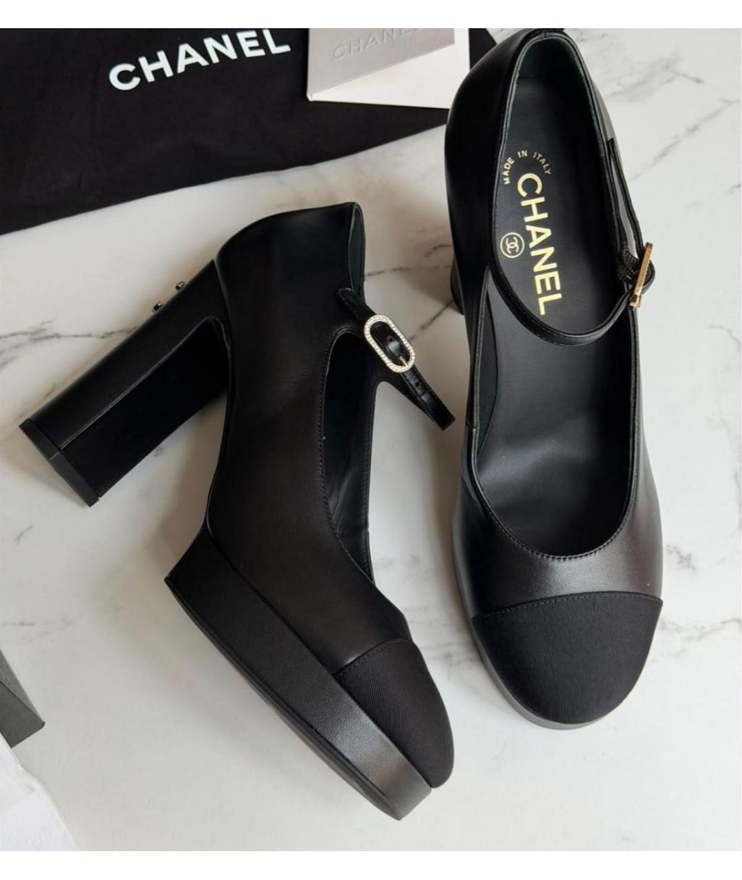 CHANEL Черные кожаные туфли, фото 6