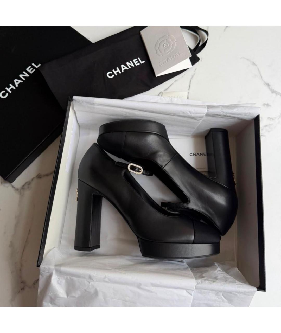 CHANEL Черные кожаные туфли, фото 2