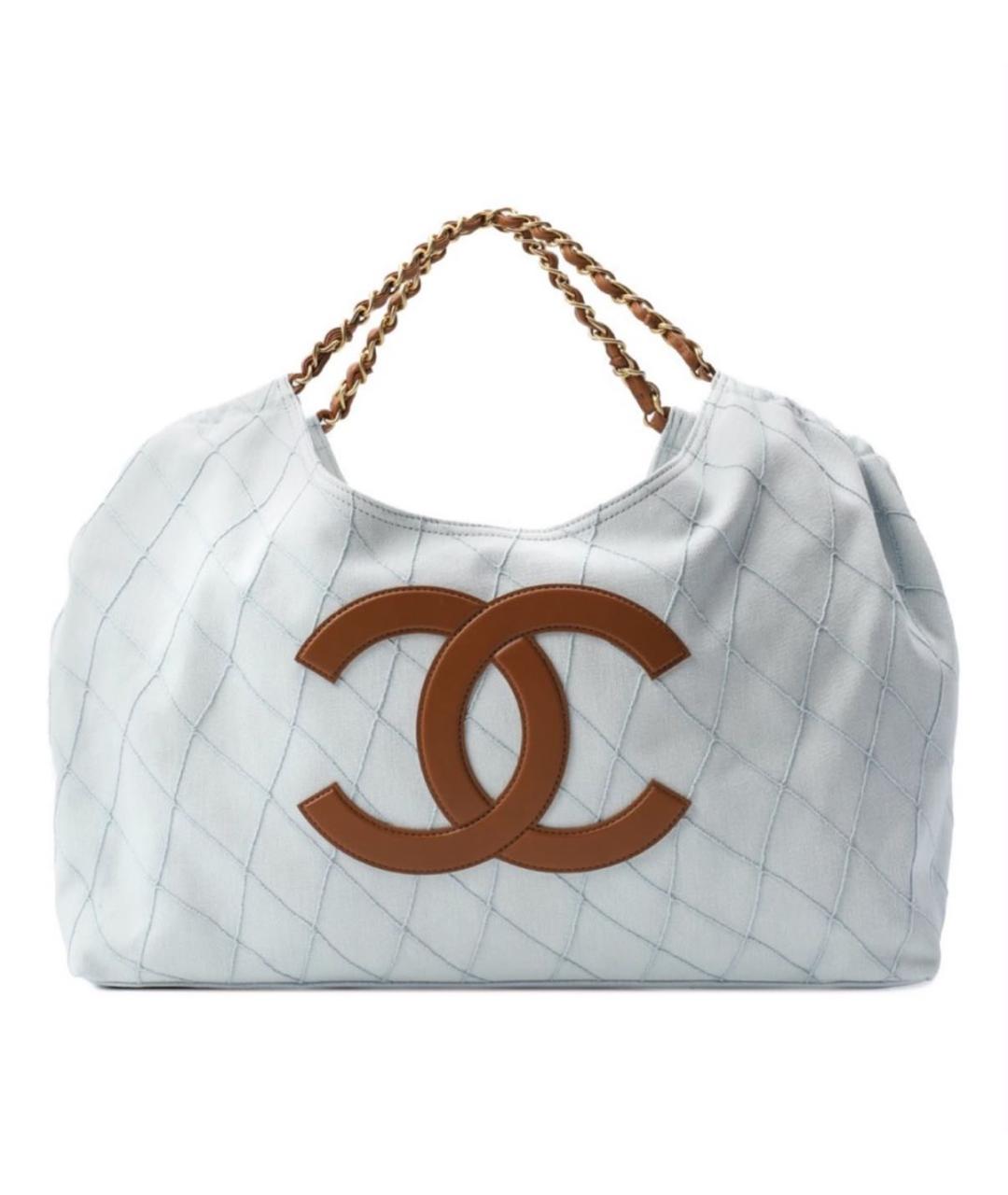 CHANEL Голубая кожаная сумка с короткими ручками, фото 8