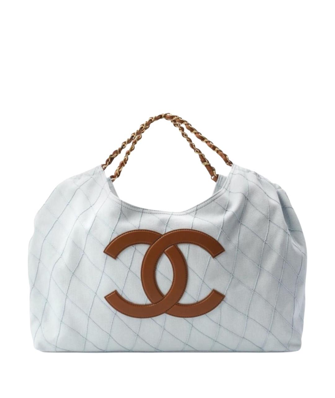 CHANEL Голубая кожаная сумка с короткими ручками, фото 1
