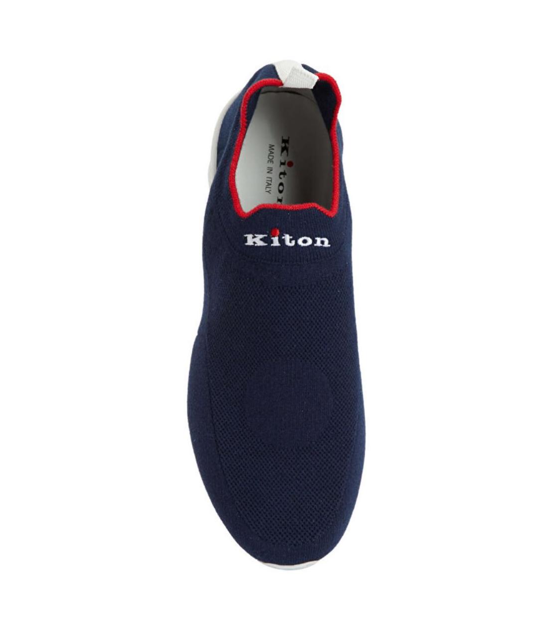KITON Темно-синие текстильные низкие кроссовки / кеды, фото 3