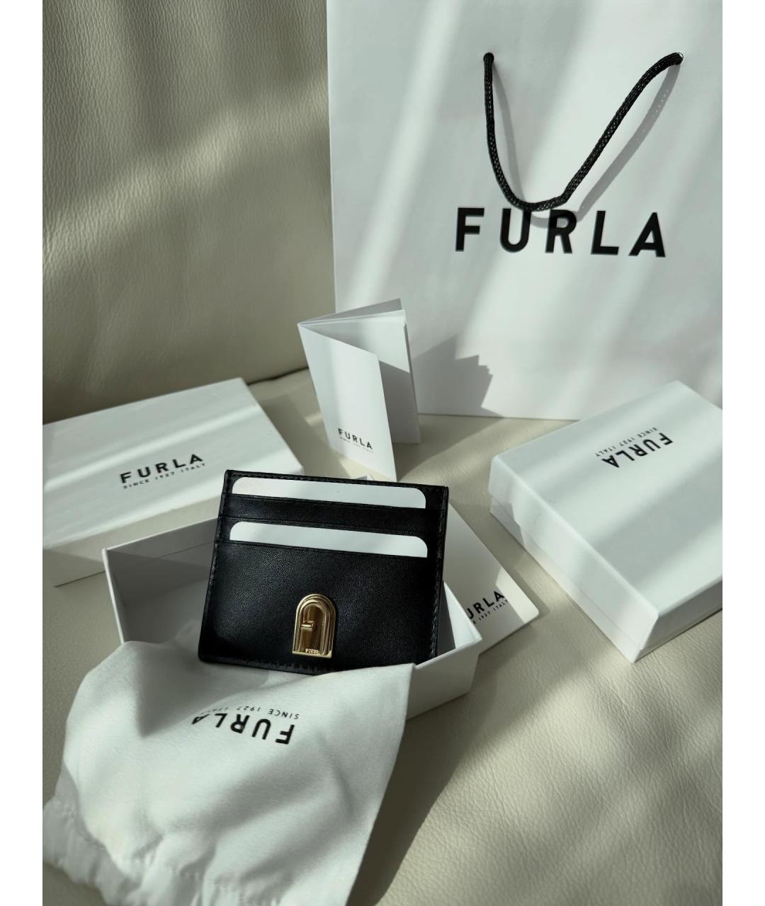 FURLA Черный кожаный кардхолдер, фото 2
