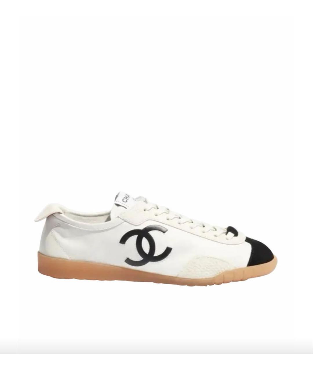 CHANEL Бежевые кожаные кеды, фото 6