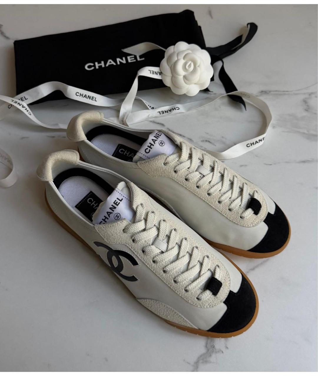 CHANEL Бежевые кожаные кеды, фото 5