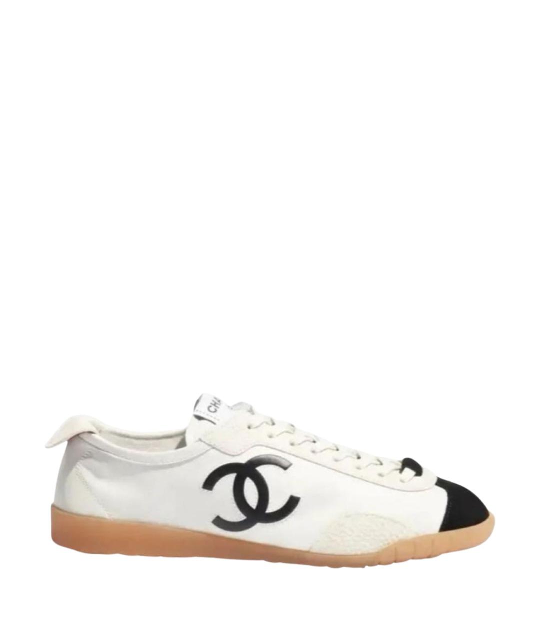 CHANEL Бежевые кожаные кеды, фото 1