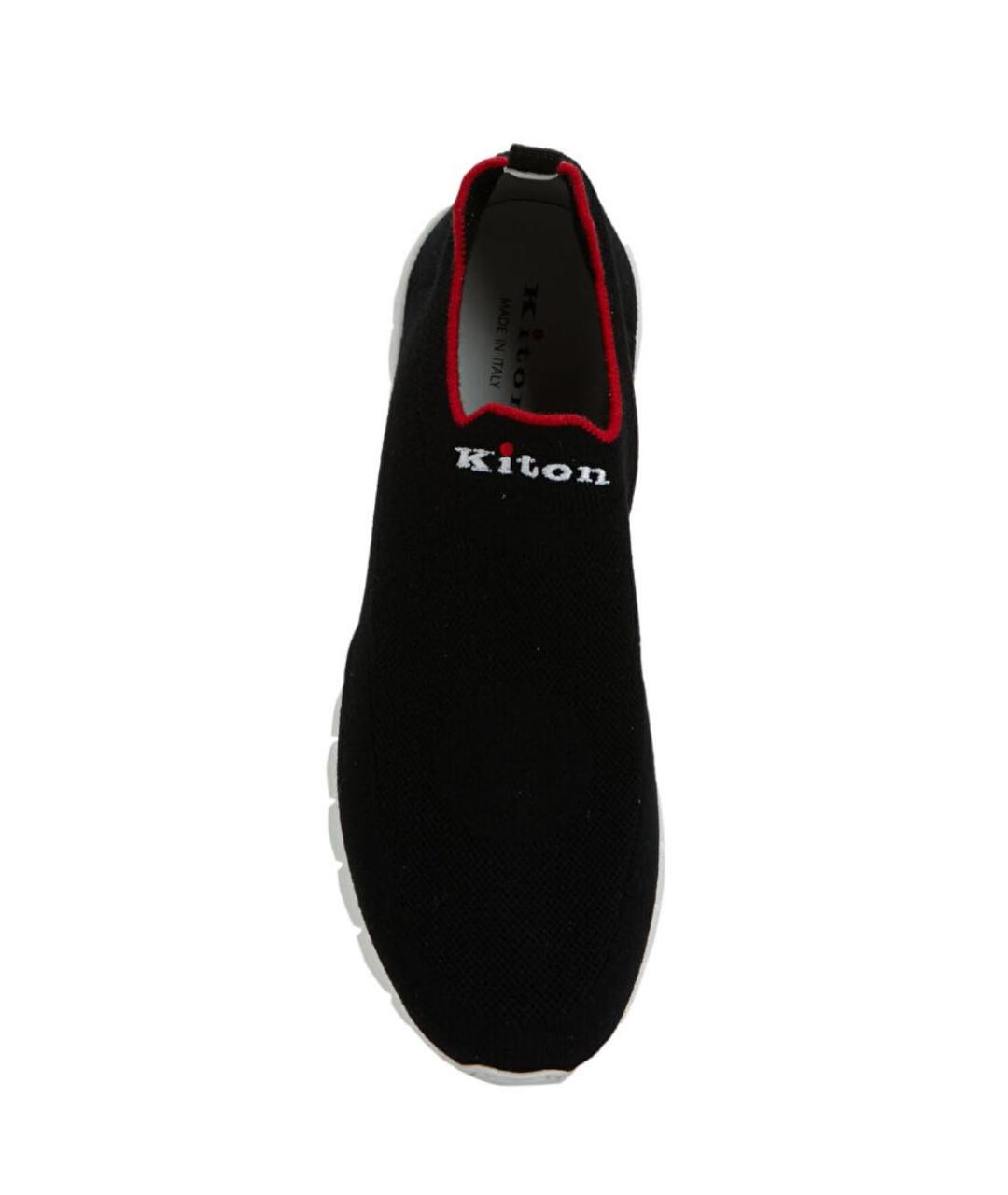 KITON Черные текстильные низкие кроссовки / кеды, фото 3