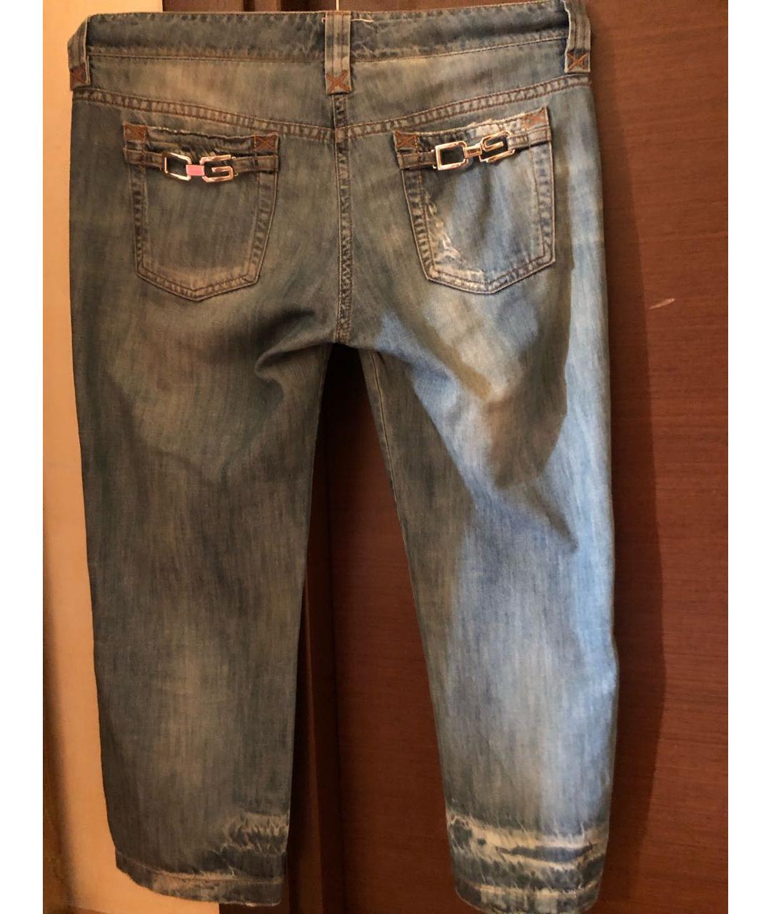 DOLCE&GABBANA Голубые хлопковые прямые джинсы, фото 2
