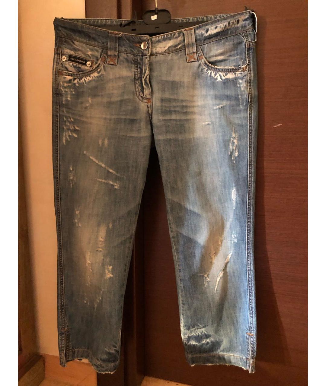 DOLCE&GABBANA Голубые хлопковые прямые джинсы, фото 4