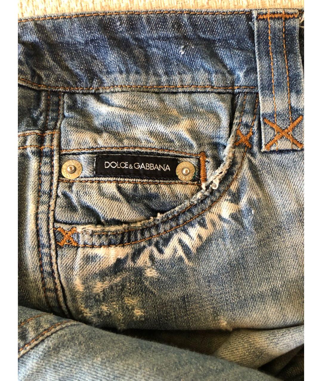 DOLCE&GABBANA Голубые хлопковые прямые джинсы, фото 3