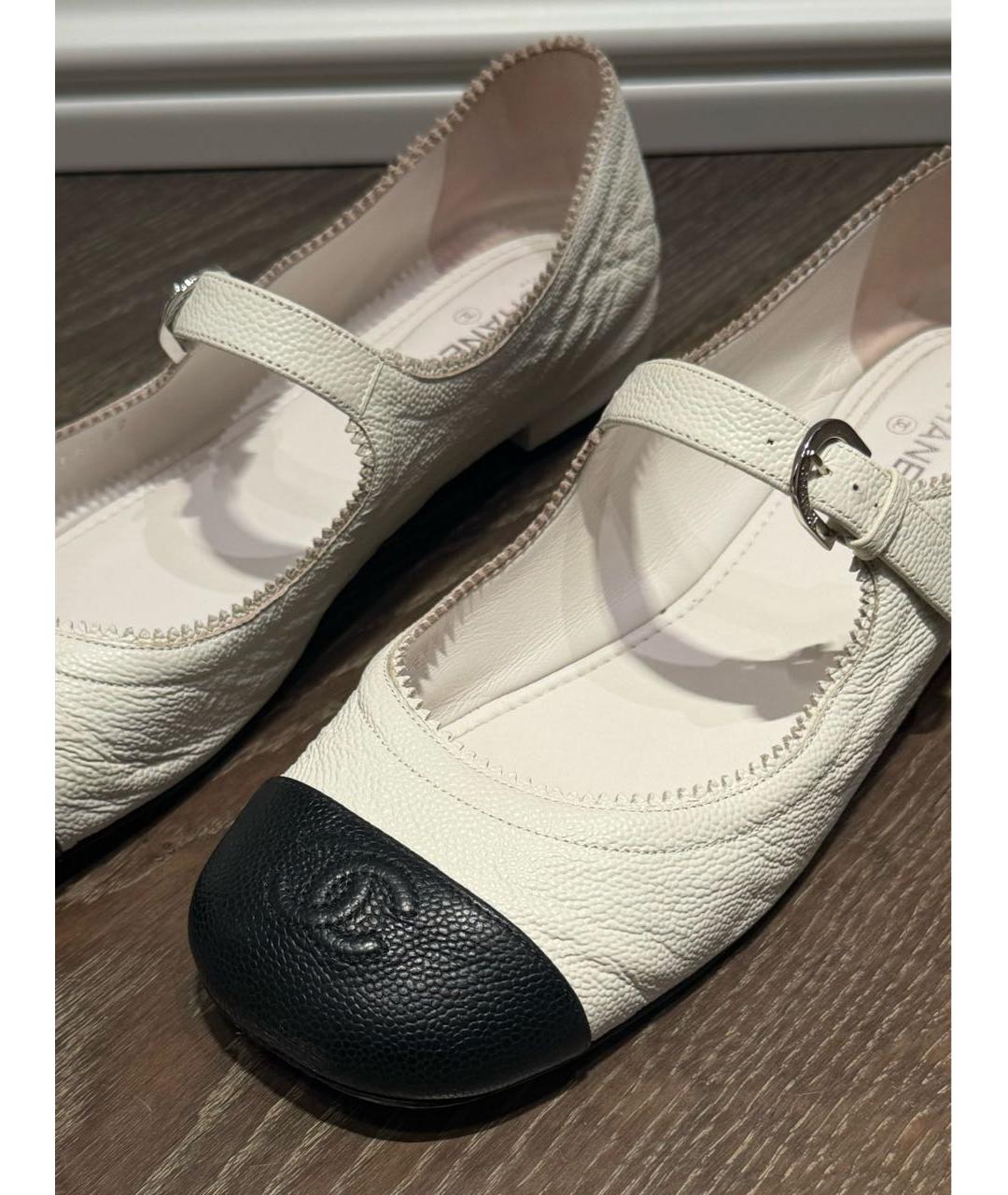 CHANEL Белые кожаные балетки, фото 6