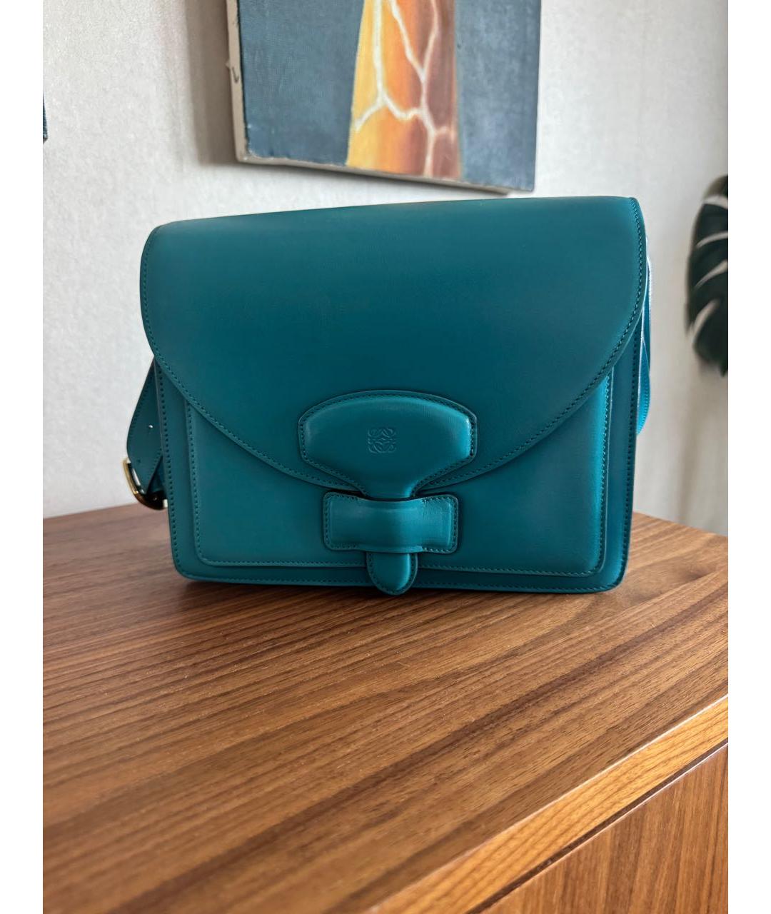 LOEWE Бирюзовая кожаная сумка через плечо, фото 2