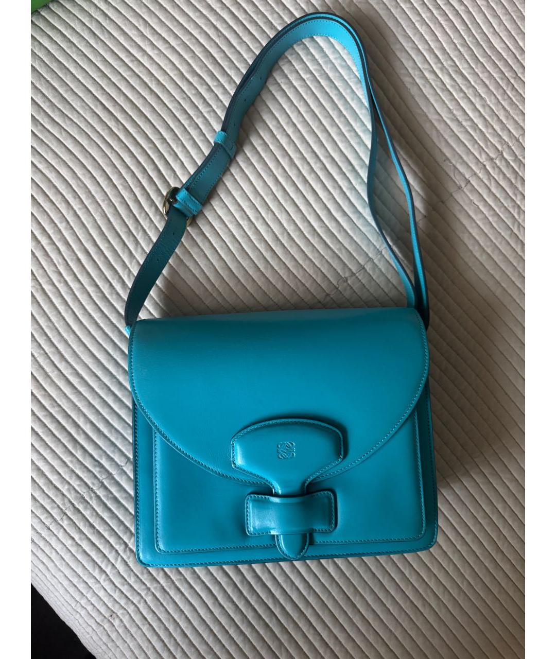 LOEWE Бирюзовая кожаная сумка через плечо, фото 5