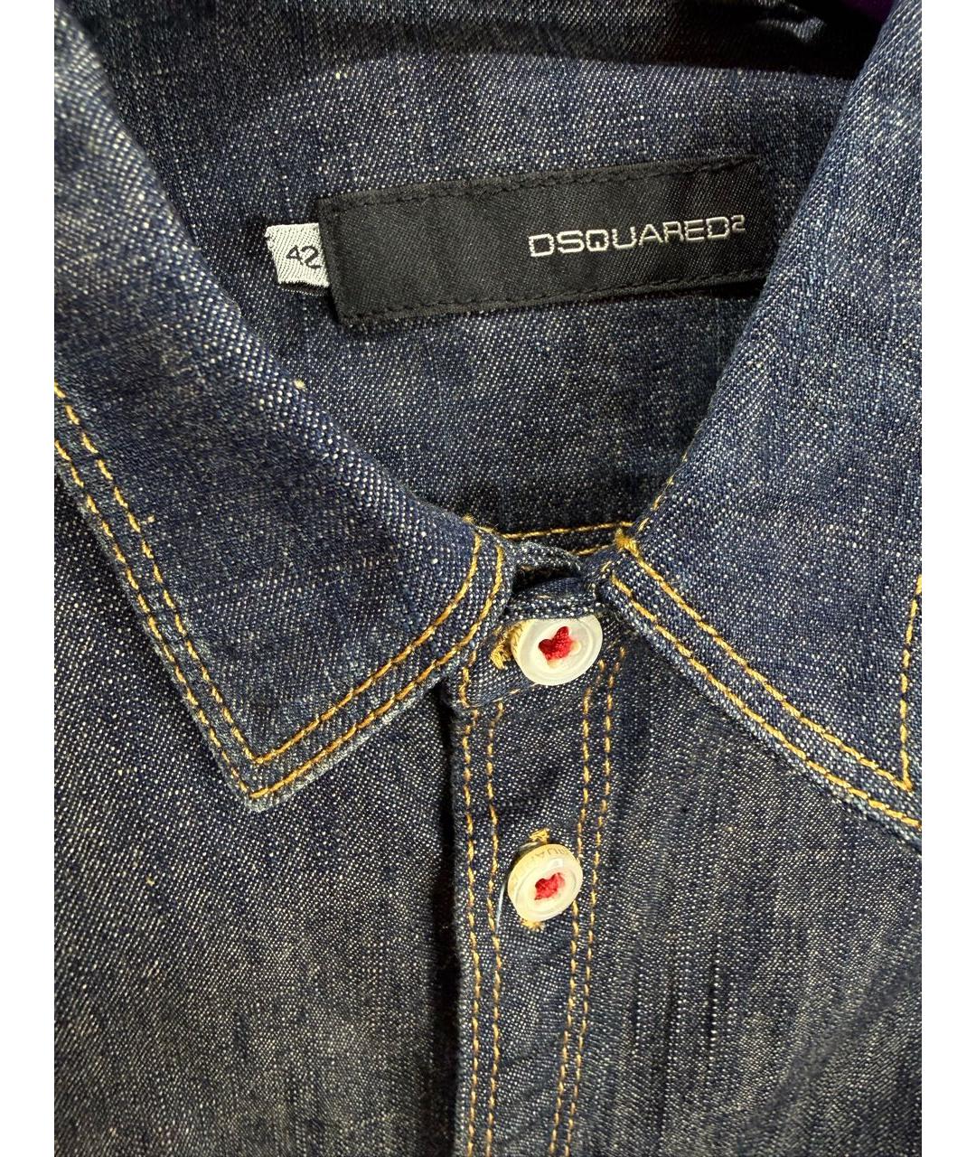 DSQUARED2 Темно-синее хлопко-эластановое повседневное платье, фото 4