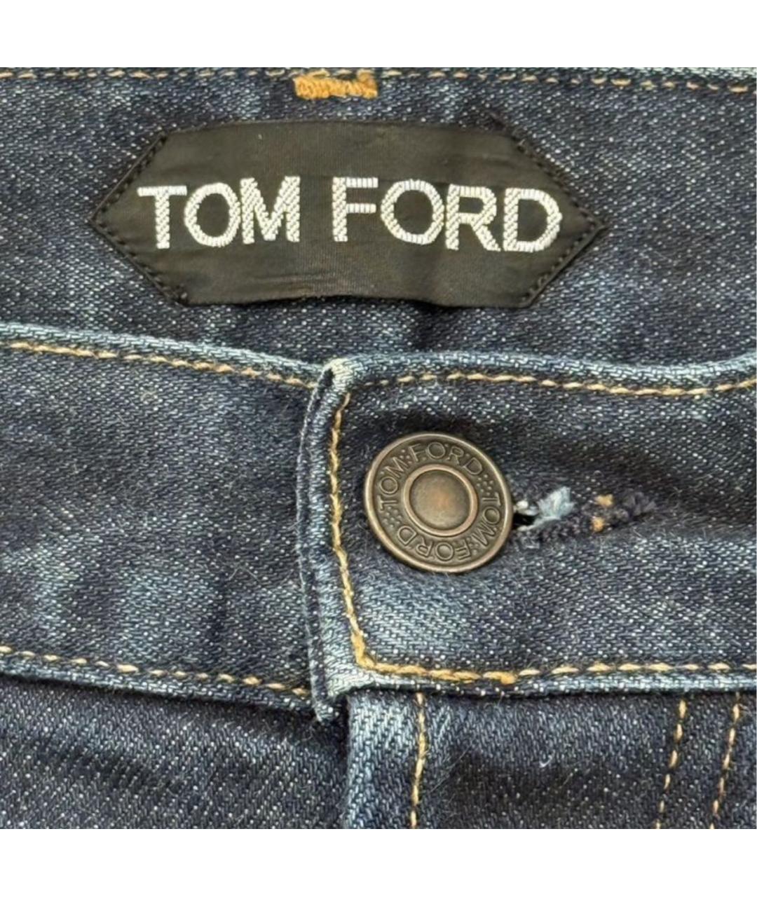 TOM FORD Темно-синие хлопковые прямые джинсы, фото 3
