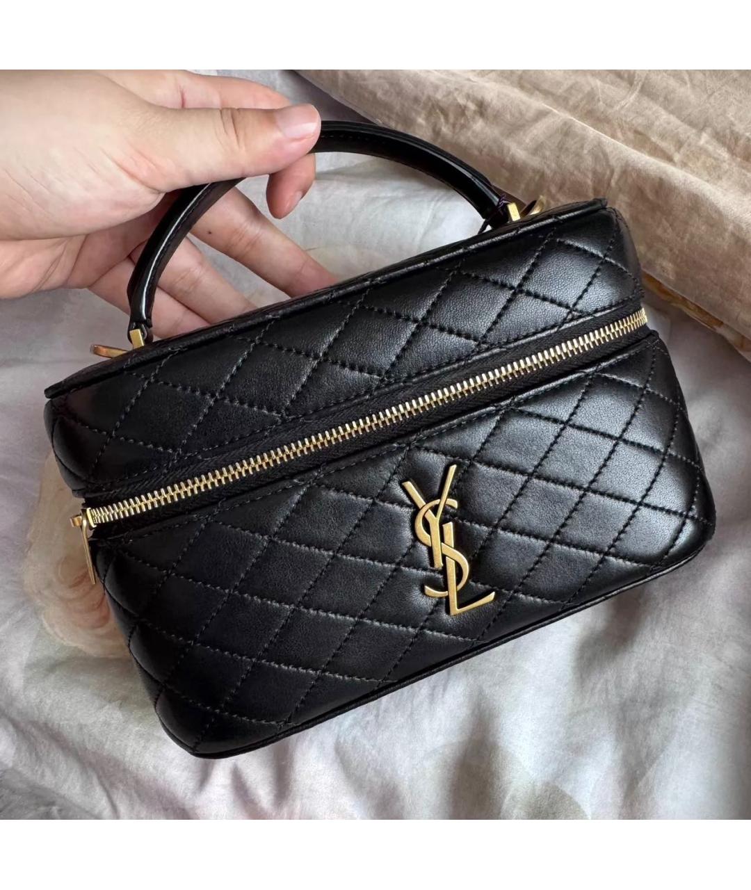 SAINT LAURENT Черная кожаная сумка через плечо, фото 8