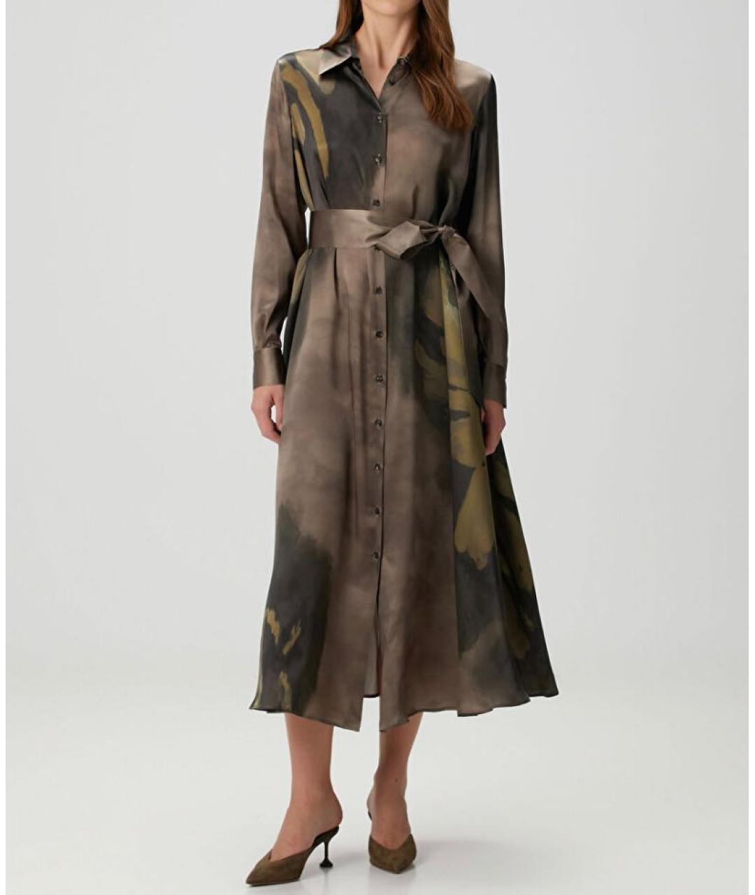 KITON Коричневое шелковое коктейльное платье, фото 5