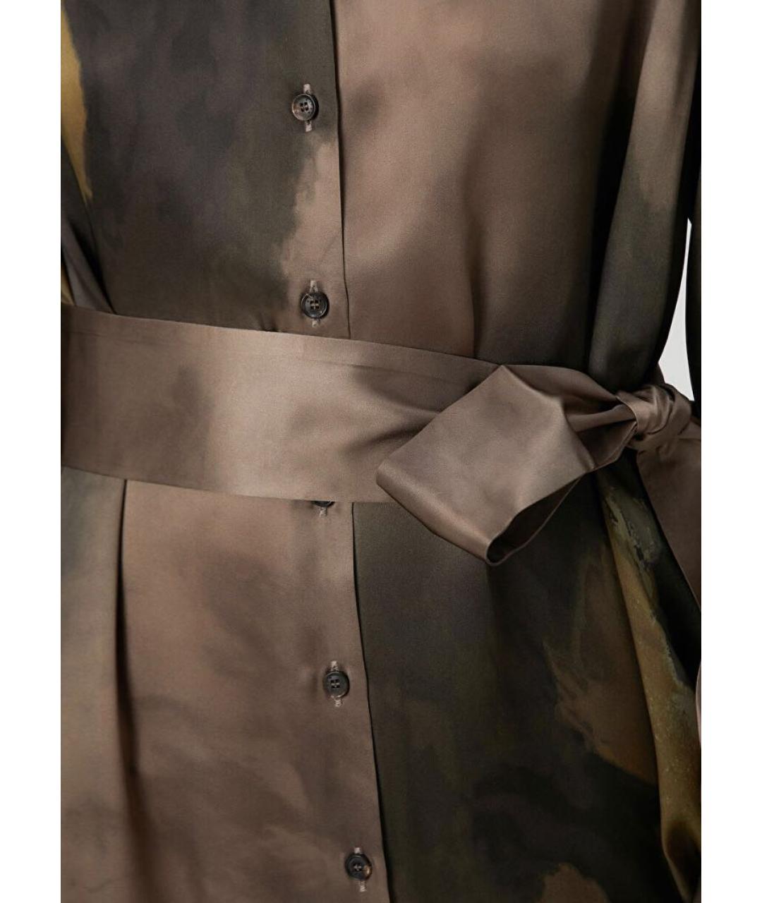 KITON Коричневое шелковое коктейльное платье, фото 3