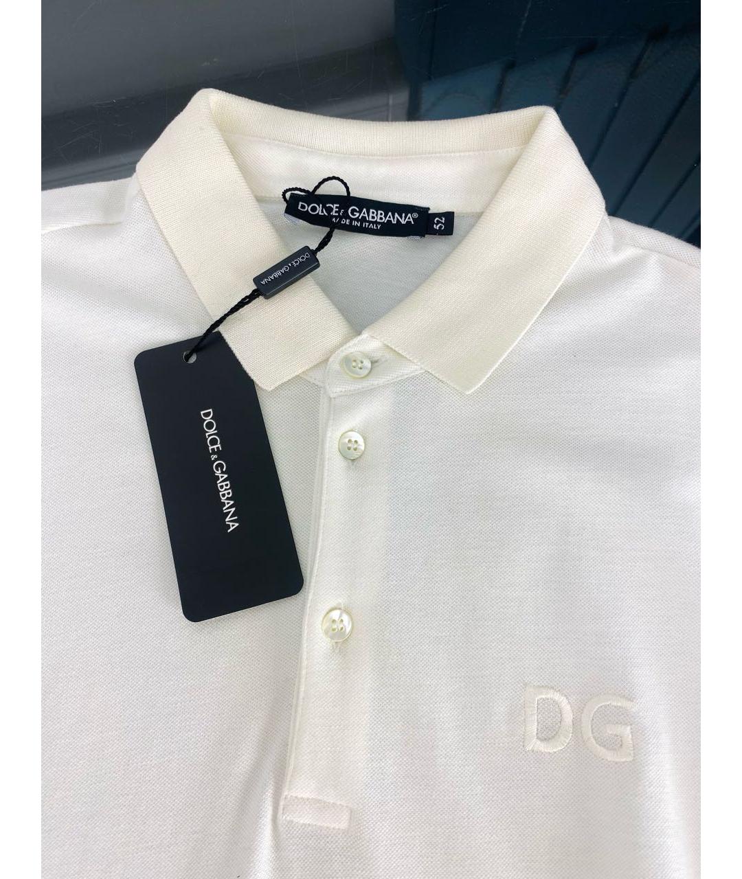 DOLCE&GABBANA Белое хлопковое поло с коротким рукавом, фото 3
