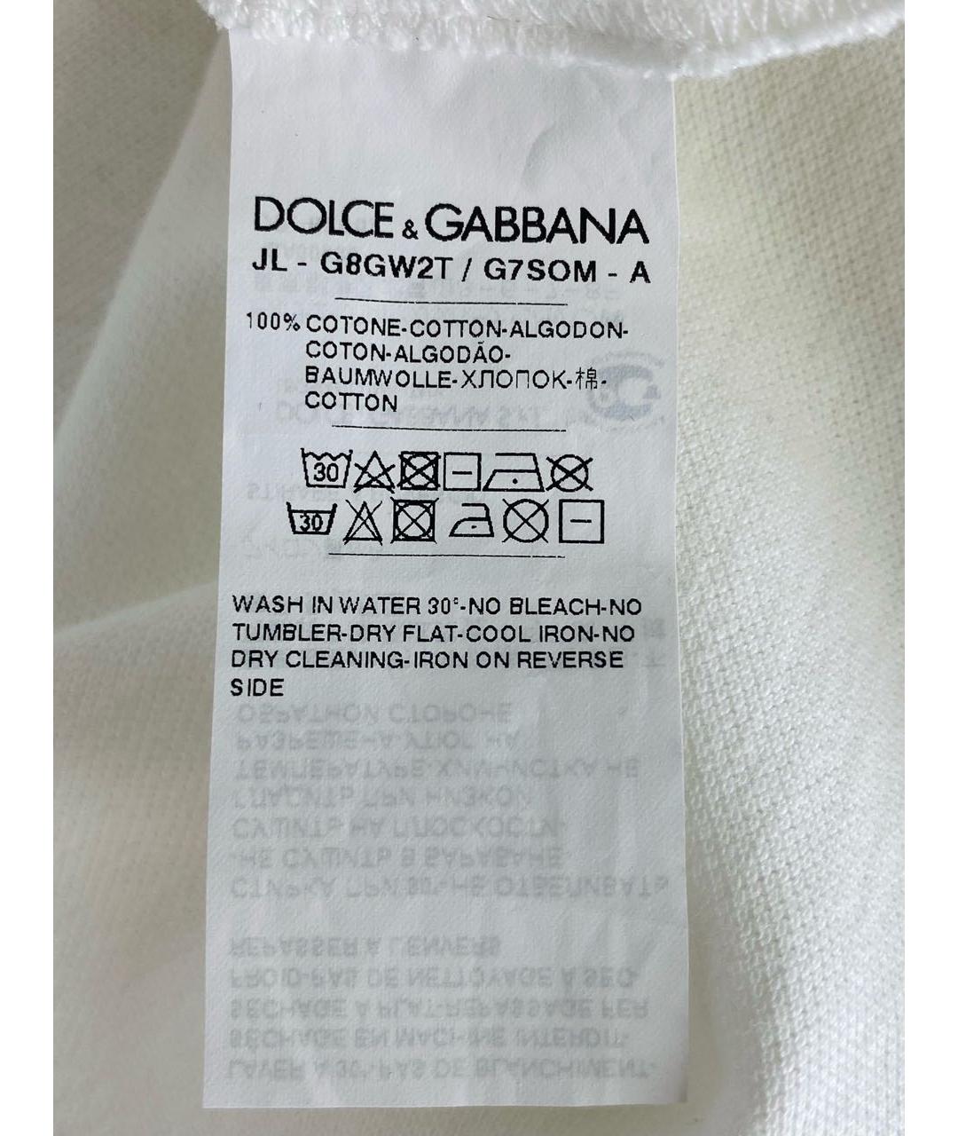 DOLCE&GABBANA Белое хлопковое поло с коротким рукавом, фото 6