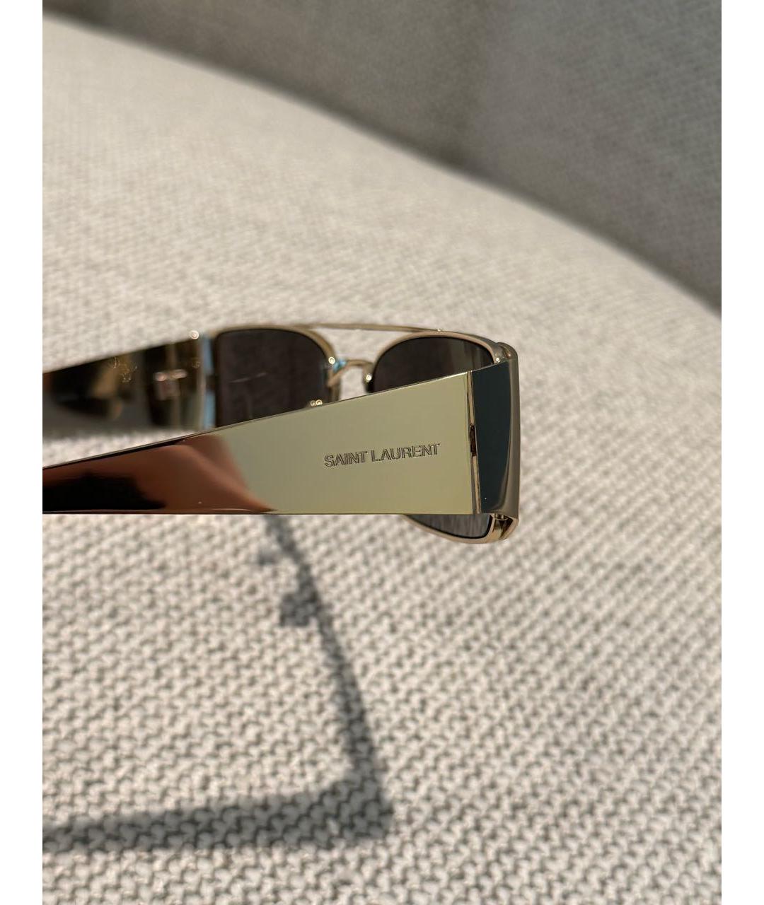 SAINT LAURENT Золотые металлические солнцезащитные очки, фото 8