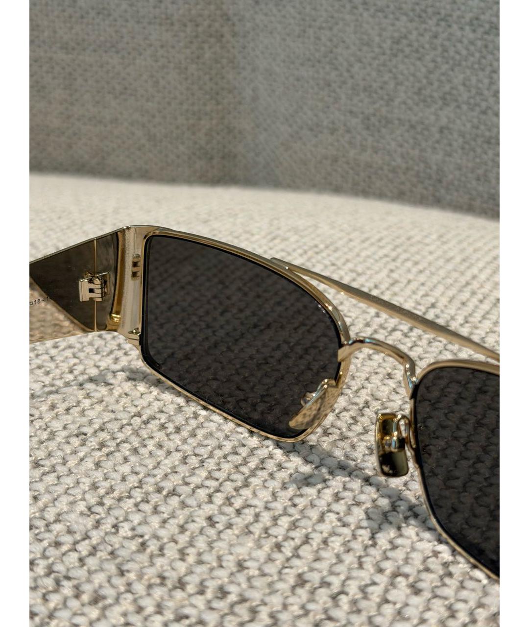 SAINT LAURENT Золотые металлические солнцезащитные очки, фото 6