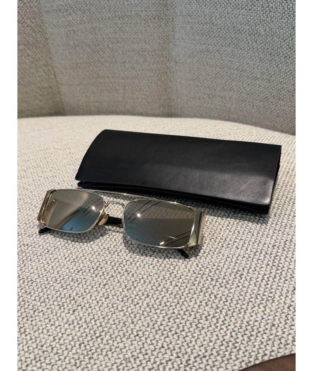 SAINT LAURENT Золотые металлические солнцезащитные очки, фото 4