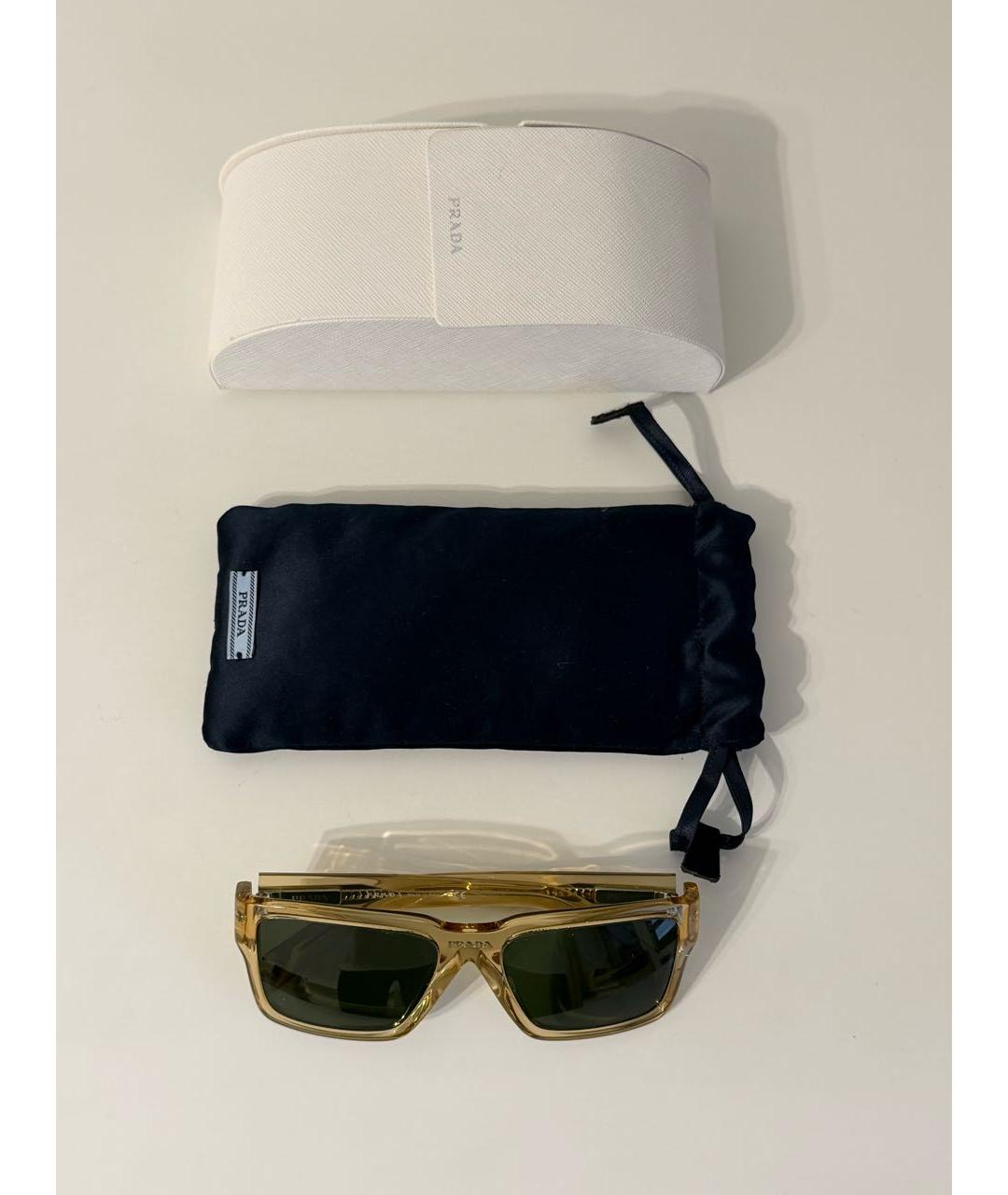 PRADA Желтые пластиковые солнцезащитные очки, фото 4