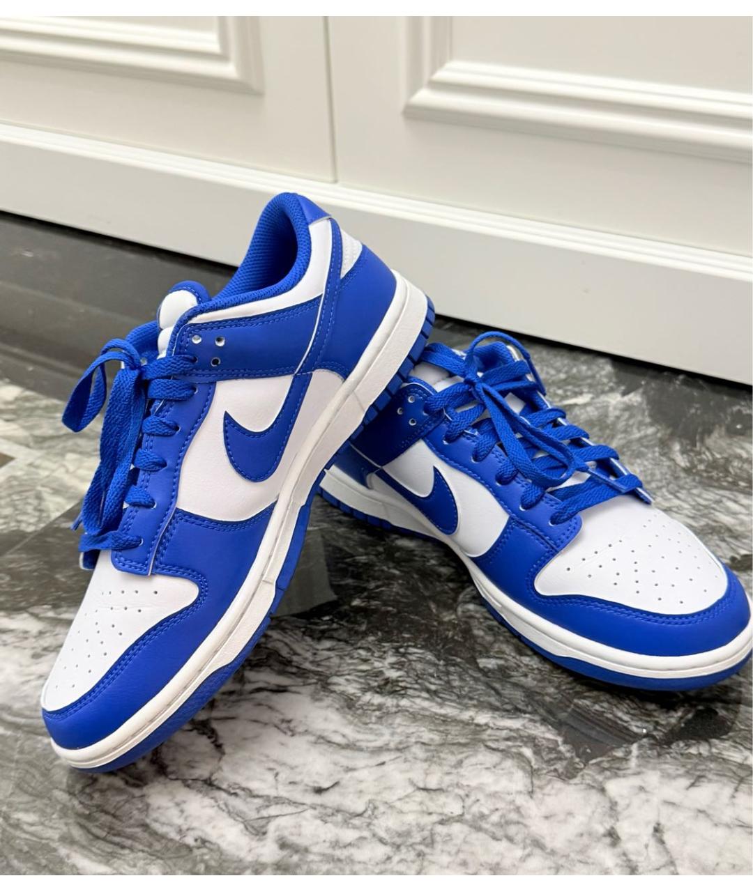 NIKE Синие кожаные низкие кроссовки / кеды, фото 3