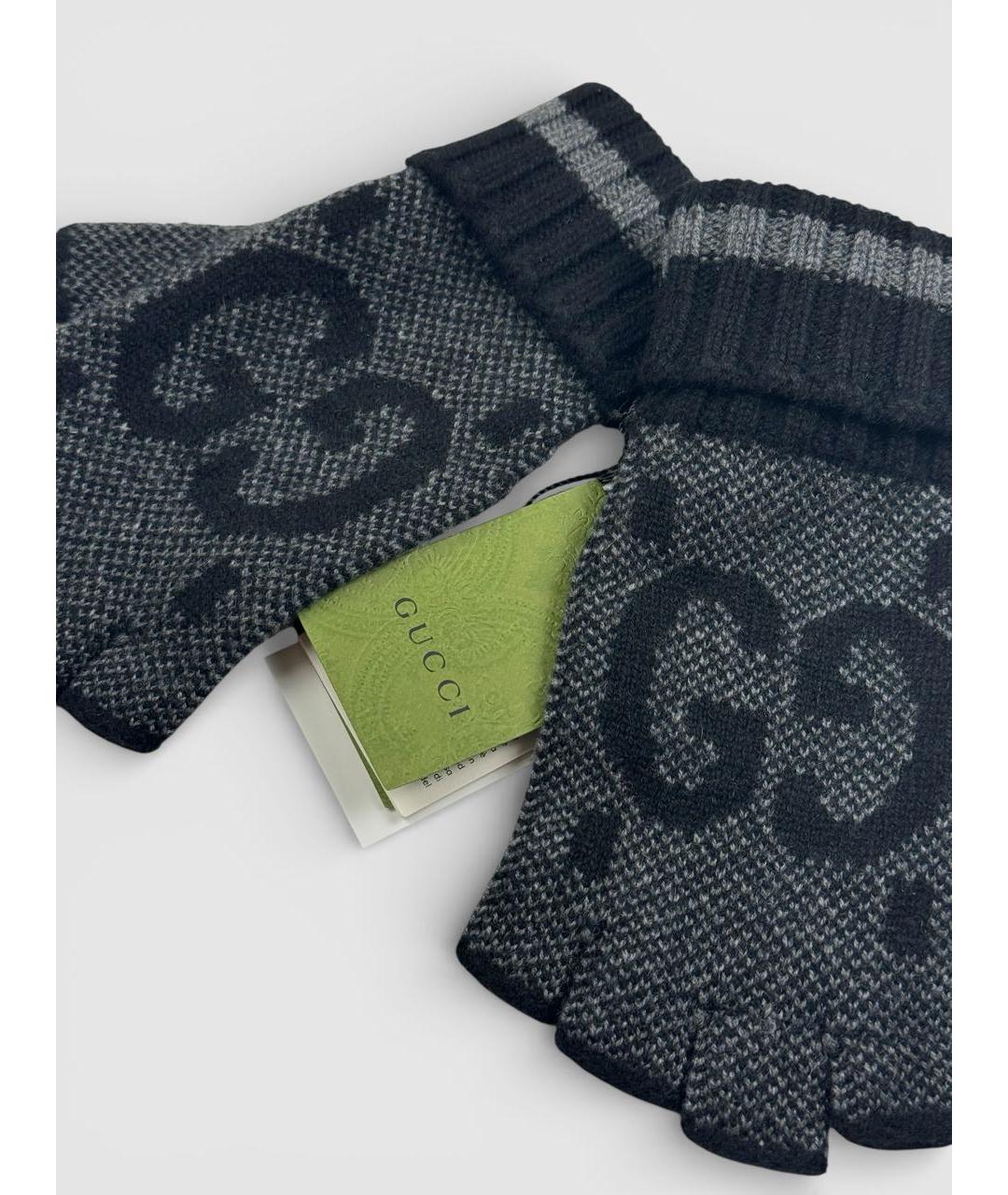 GUCCI Антрацитовые кашемировые митенки, фото 3