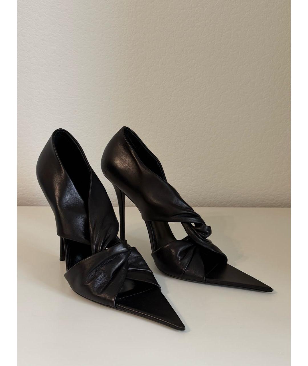 SAINT LAURENT Черные кожаные туфли, фото 2
