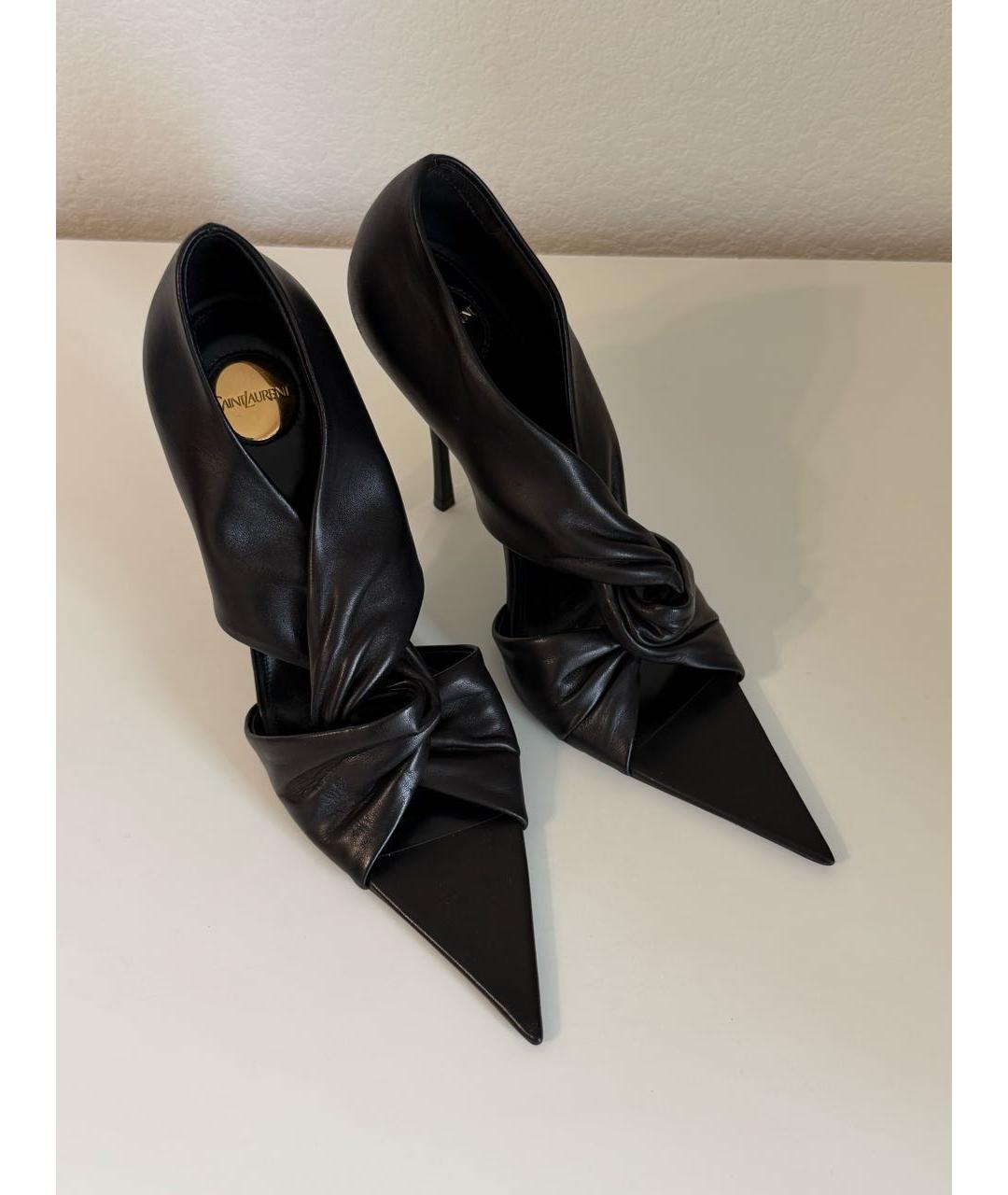 SAINT LAURENT Черные кожаные туфли, фото 6