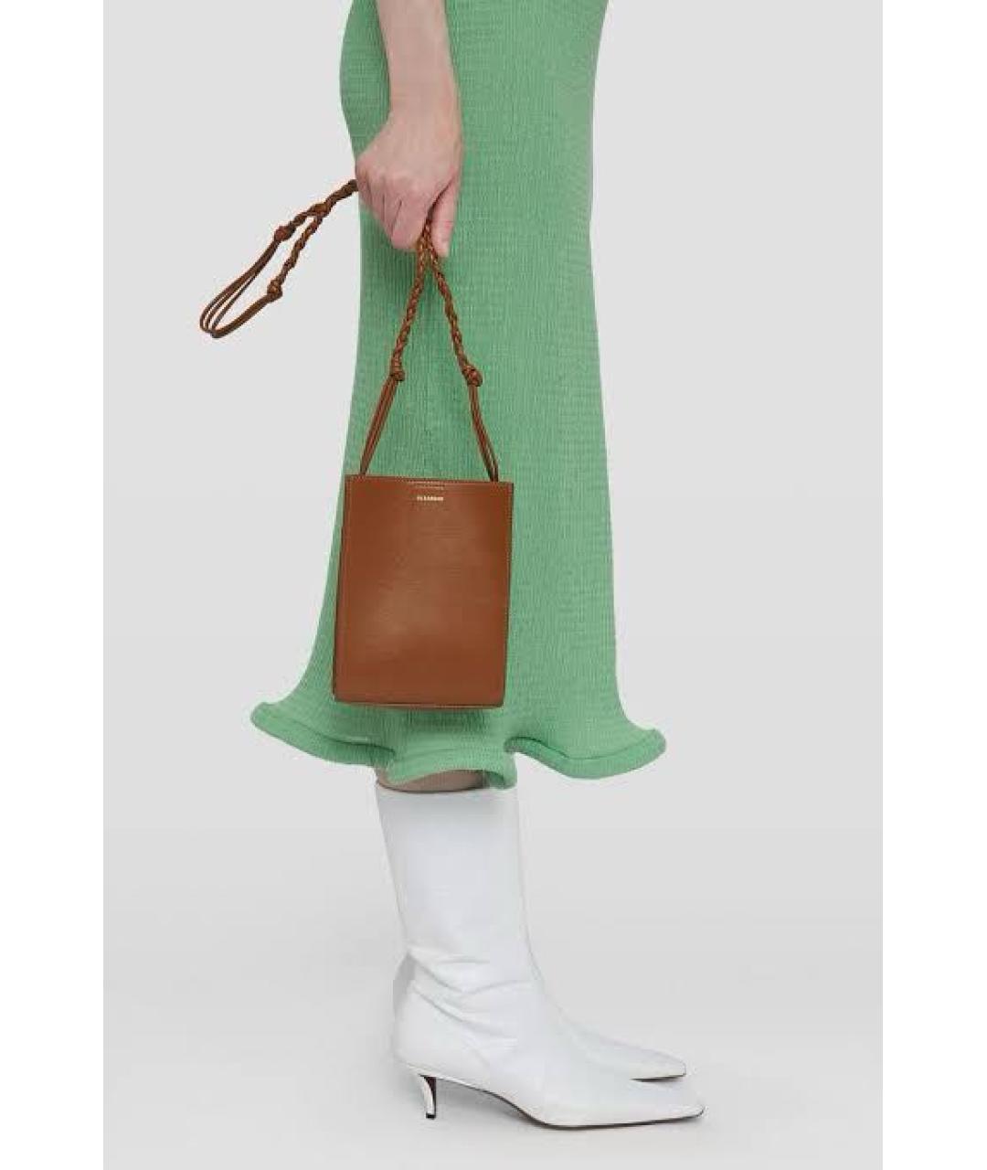 JIL SANDER Коричневая кожаная сумка через плечо, фото 3