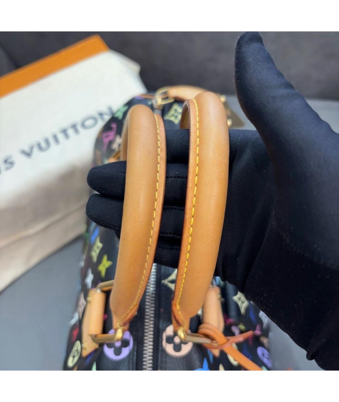LOUIS VUITTON Черная кожаная сумка с короткими ручками, фото 4