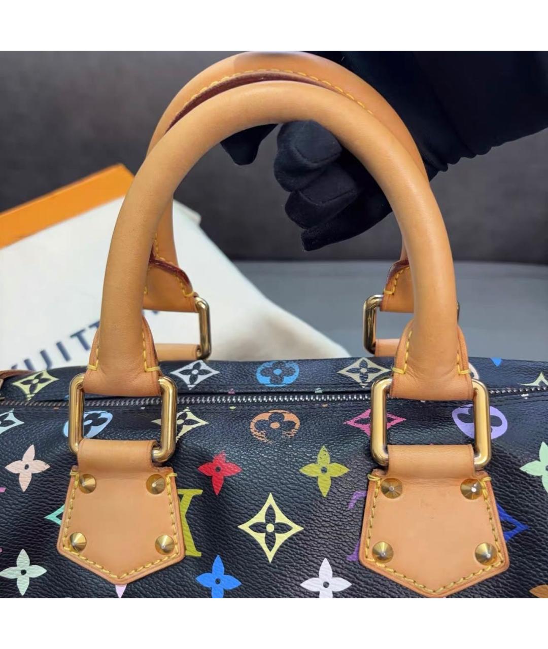 LOUIS VUITTON Черная кожаная сумка с короткими ручками, фото 3
