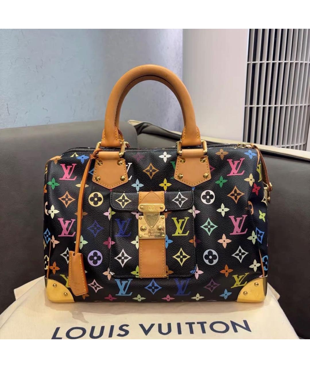 LOUIS VUITTON Черная кожаная сумка с короткими ручками, фото 9