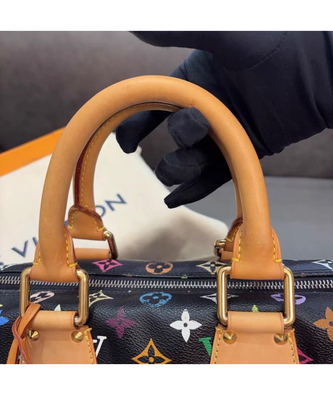 LOUIS VUITTON Черная кожаная сумка с короткими ручками, фото 6