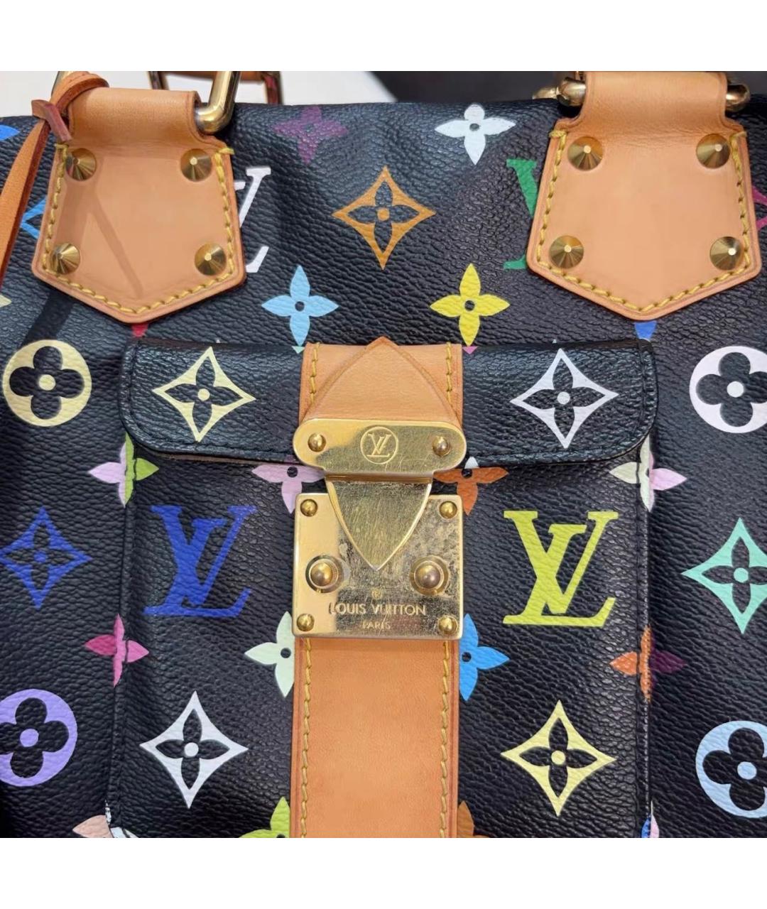 LOUIS VUITTON Черная кожаная сумка с короткими ручками, фото 7