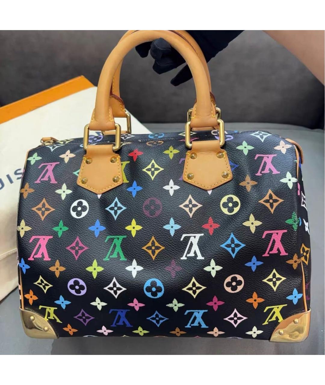 LOUIS VUITTON Черная кожаная сумка с короткими ручками, фото 2