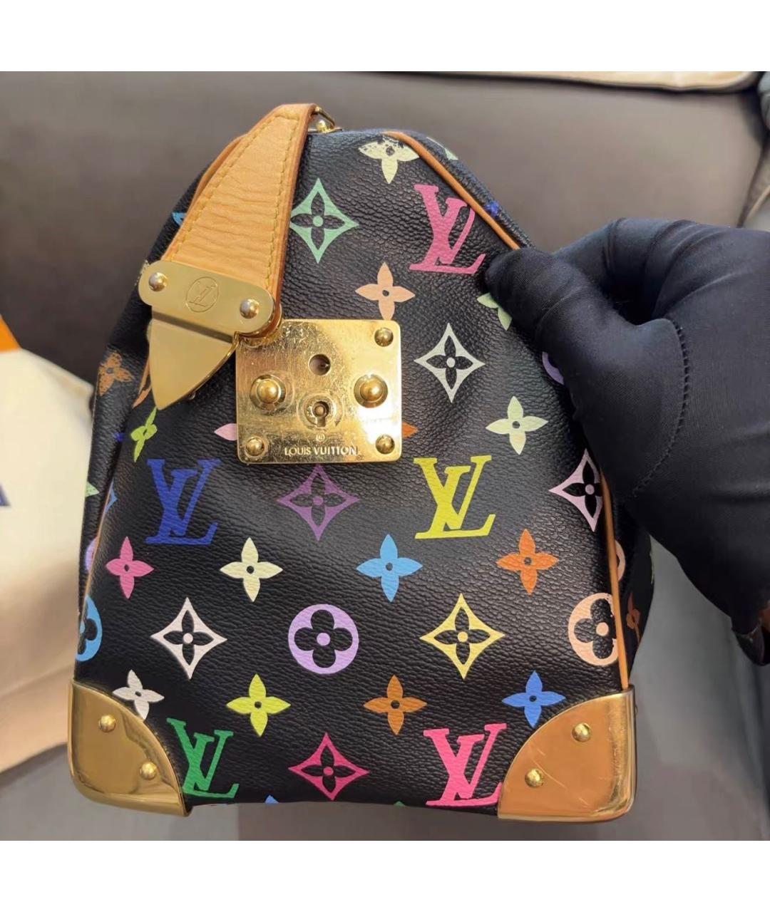 LOUIS VUITTON Черная кожаная сумка с короткими ручками, фото 5