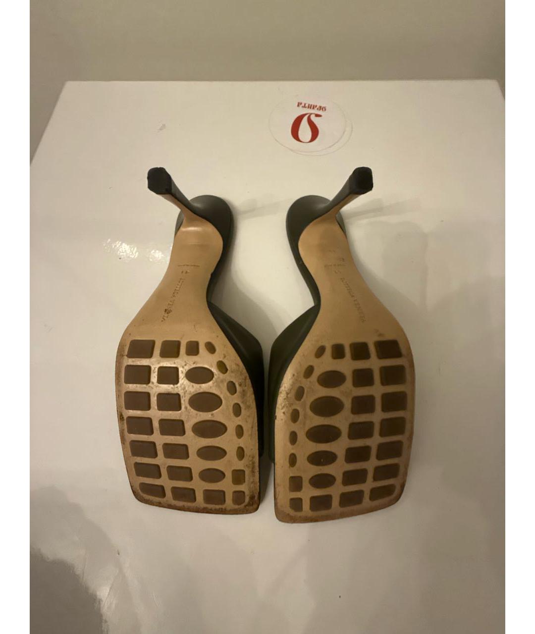 BOTTEGA VENETA Хаки кожаные мюли, фото 5