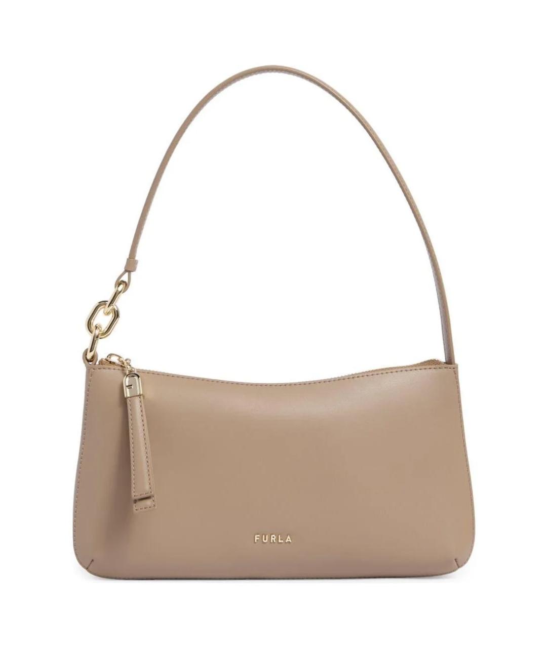 FURLA Бежевая кожаная сумка через плечо, фото 1