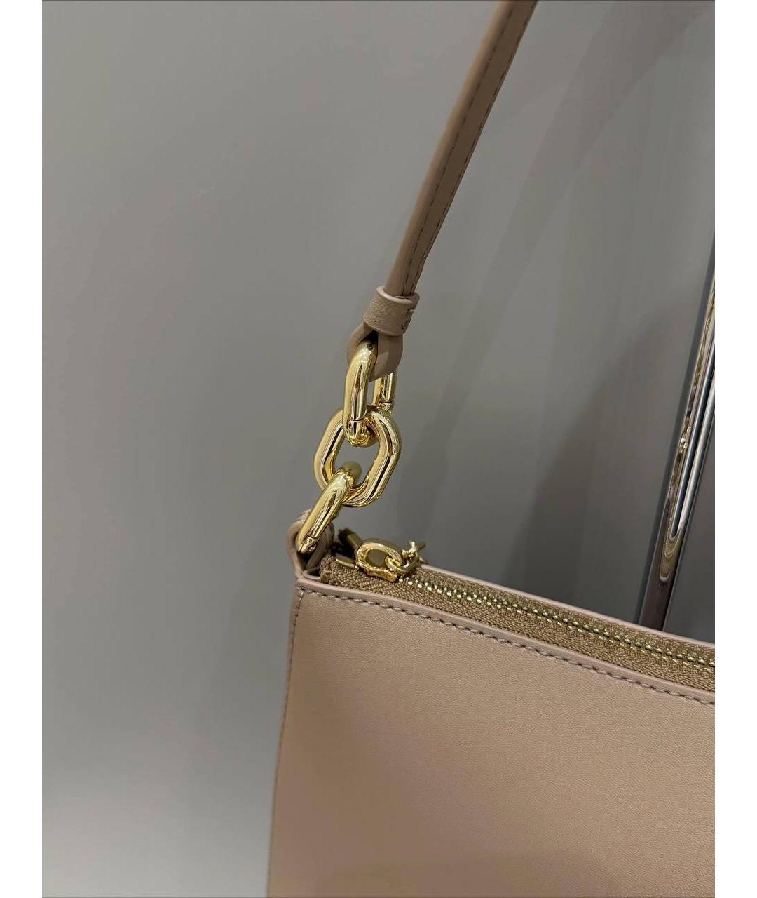 FURLA Бежевая кожаная сумка через плечо, фото 4