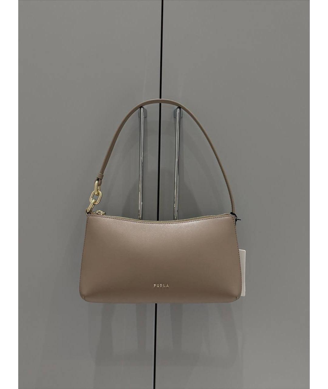 FURLA Бежевая кожаная сумка через плечо, фото 2